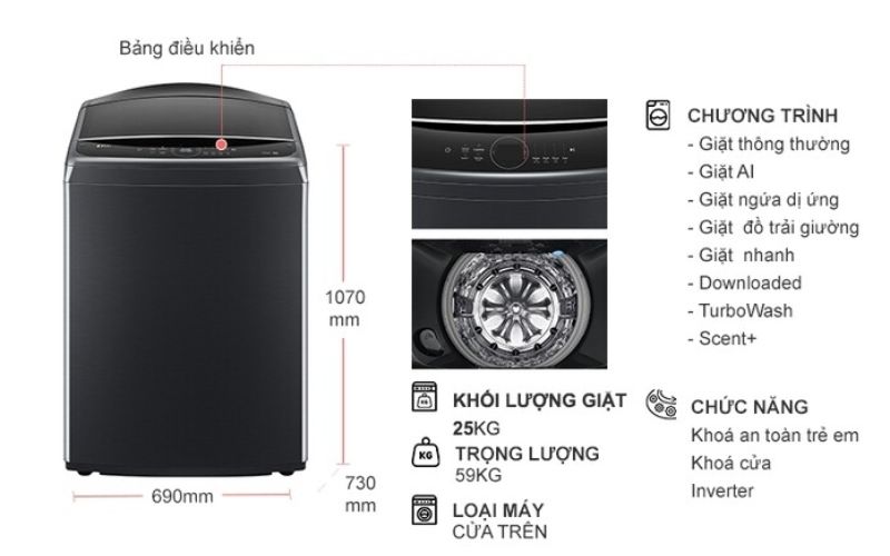 Máy Giặt LG AI DD™ Inverter - Lựa Chọn Hoàn Hảo Cho Gia Đình Đông Thành Viên